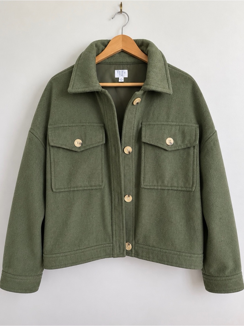 Time & Tru | Women’s Large | Soft Olive Lined Jacket